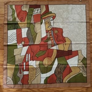 Large Square Scarf Brown Tan Red